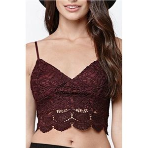 Small LA Hearts Lace Crop Top
